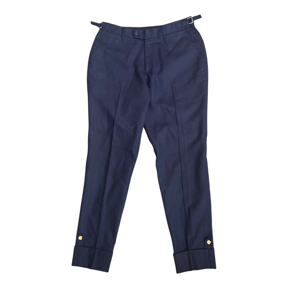 Rue Nana Boateng 1st Arr Roma Navy Wool Trousers Gold Button 33x30